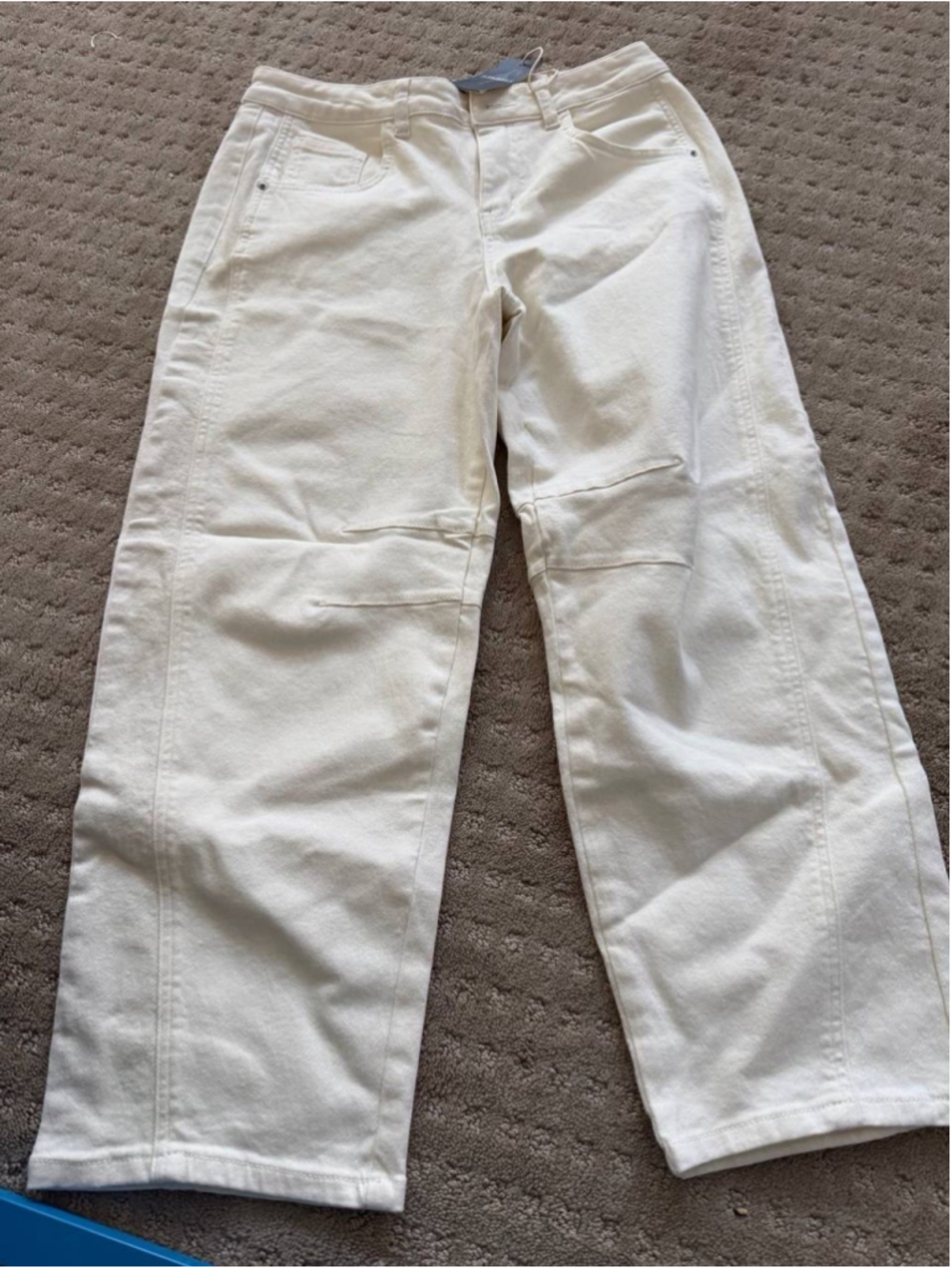 Flamingals Solid Flap Decor Patch Pocket Mid Rise Barrel Leg Cropped Pants L